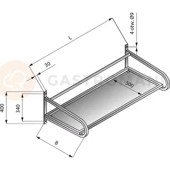 Závěsné křeslo Závěsná police do košů, 2200x615 mm, plná | LOZAMET, LO366/2261