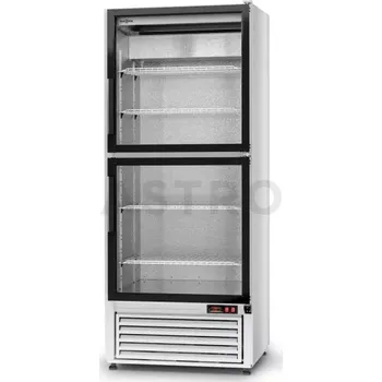 Lednice Chladící skříň jednostranně prosklenná s křídlovými dveřmi, jednokomorová, dvoudvéřová, dolní agregát, ventilátor, 3 kl., nerezové opláštění a vnitřek, 725x720x2000 mm | RAPA, SCh - S 725 / 2D