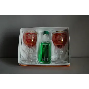 Dárkový potravinový koš Absinth dárkový set A2ltr červené skleničky