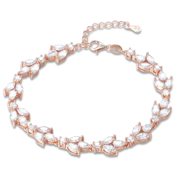 Náramek MINET Luxusní rose gold stříbrný náramek se zirkony Ag 925/1000 11,05g