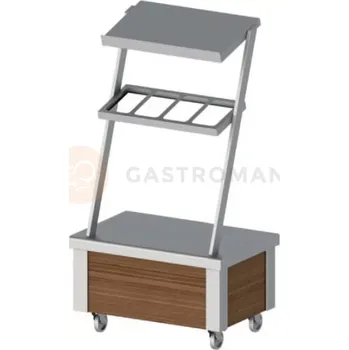 Kuchyňská linka Servírovací, mobilní stůl, laminovaná vrchní deska, 4xGN 1/4, 860x575x1580 mm | STALGAST, ST 261