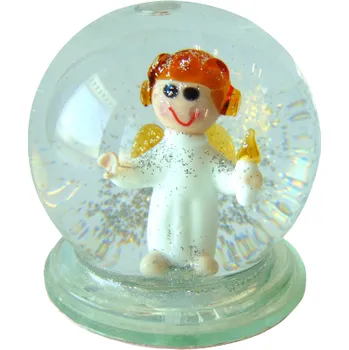 Vánoční dekorace Sněžící koule Anděl se svíčkou