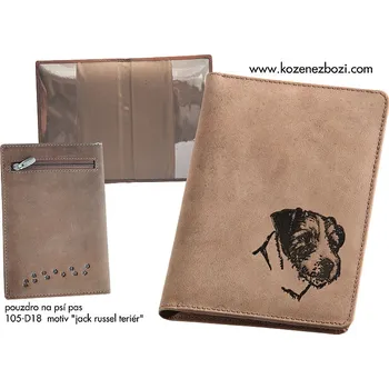 Obal na doklad Pouzdro Na Psí Pas - "Jack Russel Teriér" - 105 - Dárek pro milovníka psů