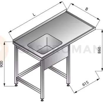 Nerezový dřez Stůl s jednokomorovým dřezem na levé straně, 1300x700x900 mm | LOZAMET, LO341/L