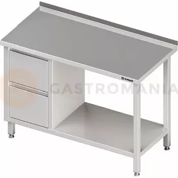 Kuchyňská linka Stůl nerezový s policí a s blokem se dvěma zásuvkami na levé straně 1800x700x850 mm | STALGAST, 980267180