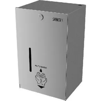 Dávkovač mýdla Sanela Nerezové dávkovače - Automatický nástěnný dávkovač dezinfekce, objem 5 l, bateriové napájení, matná nerez SLZN 59EB