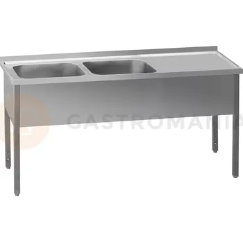 Nerezový dřez Nerezový mycí stůl s dvoukomorovým dřezem na levé straně bez police 1400x600x900 mm | REDFOX, MSDOP-140x60x90
