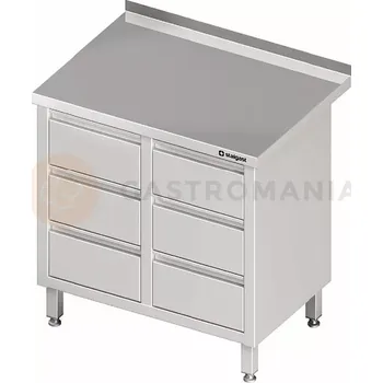 Kuchyňská linka Stůl nerezový blok se šesti zásuvkami 840x700x850 mm | STALGAST, 980237840