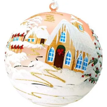 Vánoční dekorace Vánoční koule, 18cm, růžová, s vánočním dekorem