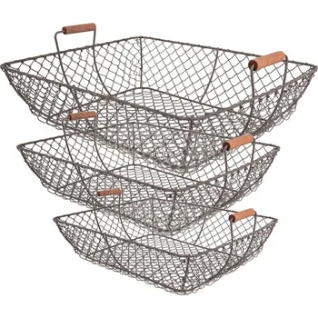 3ks drátěný kovový košík - 40*34*15 / 36*30*14 / 32*26*13 cm