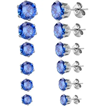 Náušnice Luxusní barevné náušnice | 6 párů - modrý