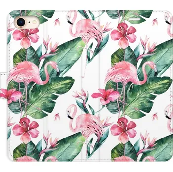 Pouzdro na mobilní telefon Flipové pouzdro iSaprio - Flamingos Pattern - iPhone 7/8/SE 2020