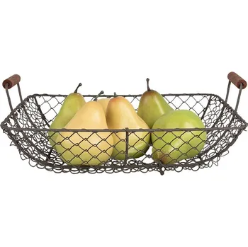 Úložný box 2ks hnědý drátěný úložný košík s držadly - 40*34*14 / 36*30*13 cm