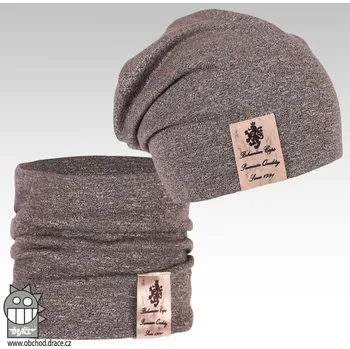 Nákrčník Bavlněná čepice a nákrčník Dráče - Pastels Double 12, středně šedá Barva: Šedá, Velikost: 46-48
