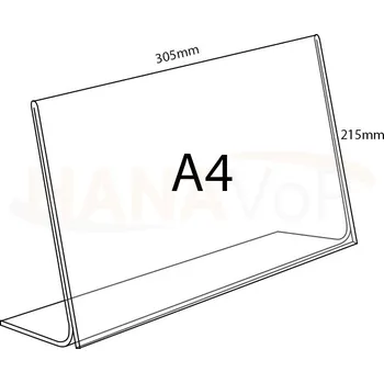 Plexi stojánek L A4 na šířku A4 - 215 x 305mm - 1 ks