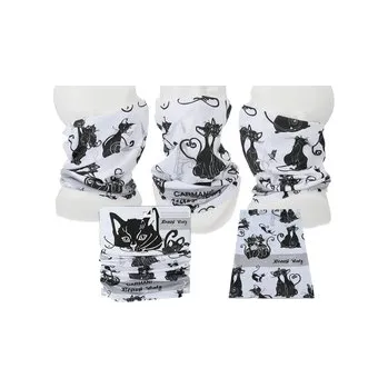 Nákrčník Nákrčník, multifunkční , Crazy Cat, bílý podklad