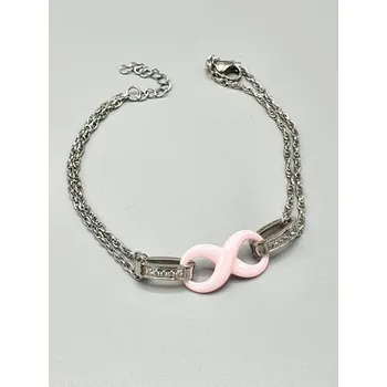Náramek Ocelový náramek - Růžové nekonečno