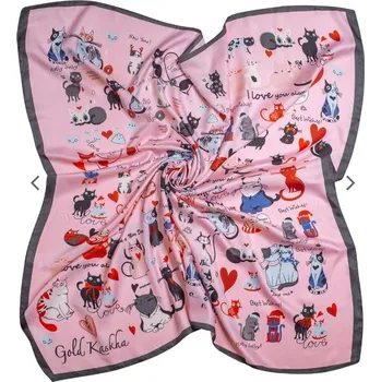 Šátek Krásný šátek "kočičí svět" růžový