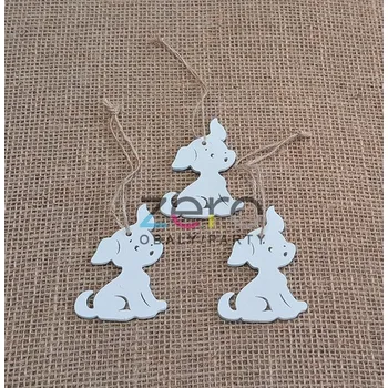 Pes dřevěný závěsný 7 cm (10 ks) - bílý