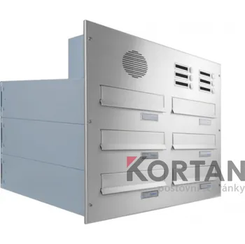 Poštovní schránka 6x poštovní schránka B-042 rovná k zazdění do sloupku + čelní deska se 6x zvonkem a HM URMET - NEREZ