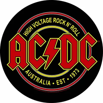 Nášivka AC/DC nášivka na záda průměr 29 cm, High Voltage Rock N Roll