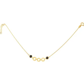 Náramek Zlatý náramek se zirkony, anker - kroužky - AP529-4028