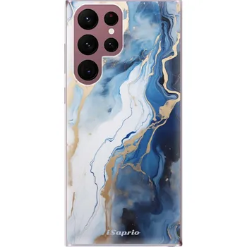 Pouzdro na mobilní telefon Odolné silikonové pouzdro iSaprio - Blue White Marble - Samsung Galaxy S22 Ultra 5G