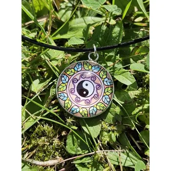 Náhrdelník Náhrdelník z kůže a oceli Jin - Jang č.10