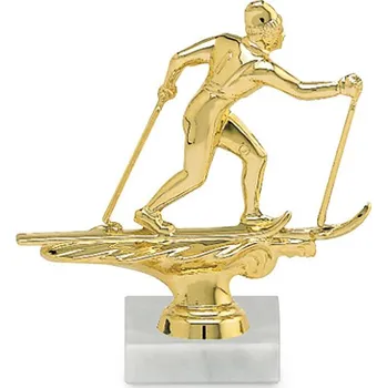 Figurka běžkaře, 10 cm, zlatá, včetně podstavce