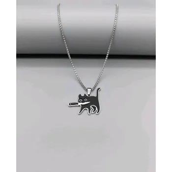 Náhrdelník Náhrdelník z chirurgické oceli, kočka s nožem