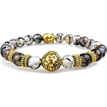 Náramek Luxusní náramek s přírodními kameny zlatý lev a buddha