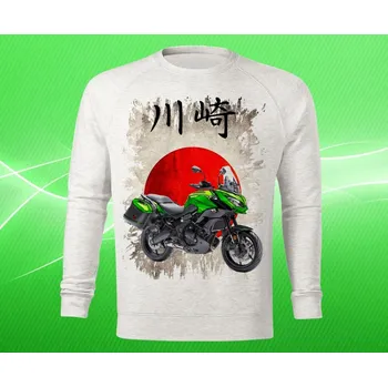 Pánská mikina mikina Kawasaki VERSYS dámská L (mikina s motorkou světle šedý melír )