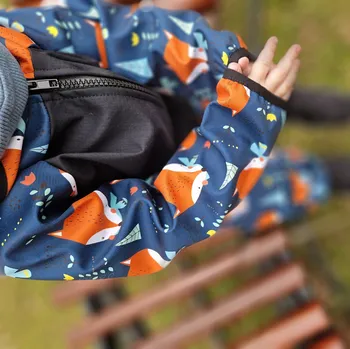 Chlapecká bunda Yháček Softshellová bunda Yháček, podzim, Liščí hlavy na petrolejové Velikost: 104