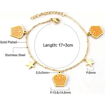 Náramek Nerezový náramek ve zlaté barvě s přívěsky - 416 LG