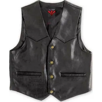 Moto vesta PISTON CLASSIC černá kožená moto vesta A-Pro - L