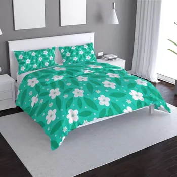 Povlečení Saténové povlečení Bílé květy s lístky - Sablio - 140x200 / 90x70