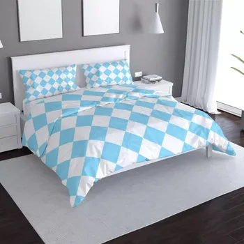 Povlečení Saténové povlečení Bílomodré kosočtverce - Sablio - 140x200 / 90x70