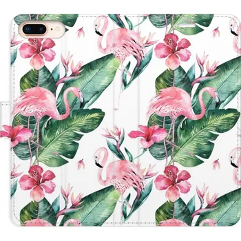 Pouzdro na mobilní telefon Flipové pouzdro iSaprio - Flamingos Pattern - iPhone 7 Plus