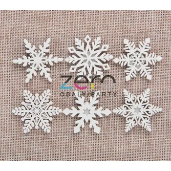 kreativní sada Vločka dřevěná samolepicí 53 mm (6 ks) - bílá