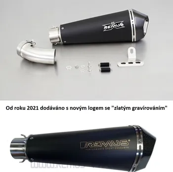 Výfuk pro motocykl Výfukový tlumič včetně spojovací trubky - NEREZ ČERNÝ - 056702 087514L