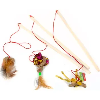 Hračka pro kočku Farm Company udice pro kočky s pírky a catnipem