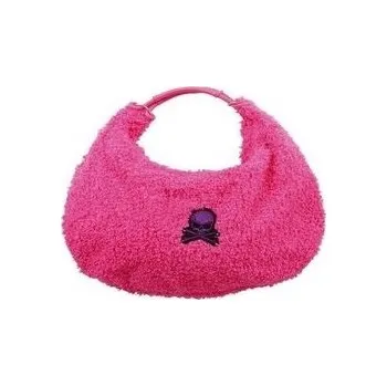 Kabelka Kabelka fluffy růžová s lebkou