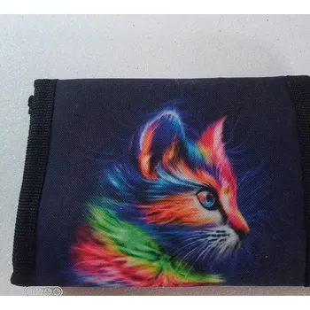 Peněženka , neoprén , barevná hlava kočky
