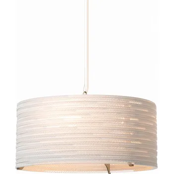 Graypants Svěšené válcové svítidlo Drum z recyklovaného kartonu Rozměr: ø 460 mm x 220 mm, Dekor: Bílý GP-1151