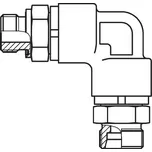 Rotační koleno 90° do panelu s kuličkovým ložiskem G1 1/2"vně^M52x2vně Parker DG208/38SRHDOMDCF