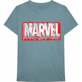 Pánská móda Marvel Comics tričko, Distressed Dripping logo Light Blue, pánské XXL