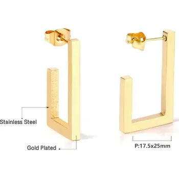 Náušnice Kruhové náušnice z chirurgické oceli ve zlaté barvě - 302G