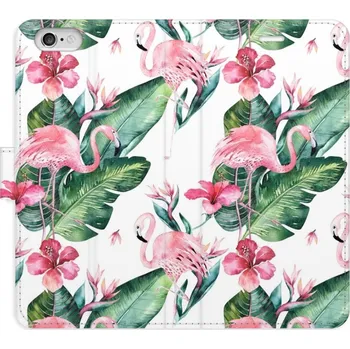 Pouzdro na mobilní telefon Flipové pouzdro iSaprio - Flamingos Pattern - iPhone 6/6S