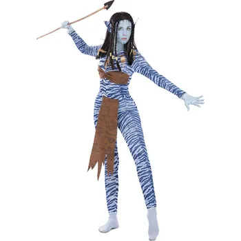 Karnevalový kostým Ptákoviny CB Kostým Avatar žena modrý/hnědý M/L