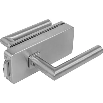 Nábytkové kování MPK - UNIQUE R8 - ZÁMEK na sklo s klikou FAVORIT - bez otvoru přední kování na sklo bez otvoru přední BN - Broušená nerez